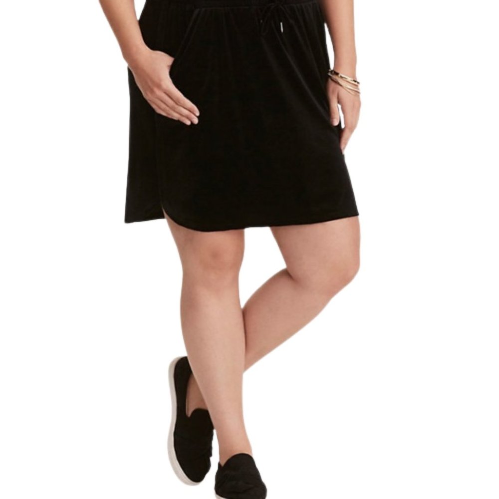 TORRID Black Velvet Stretch Mini Skirt